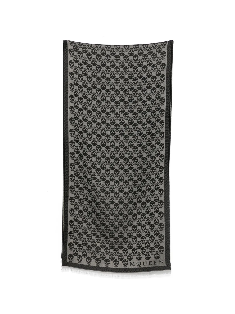Alexander McQueen skull-pattern fringed scarf - Grigio