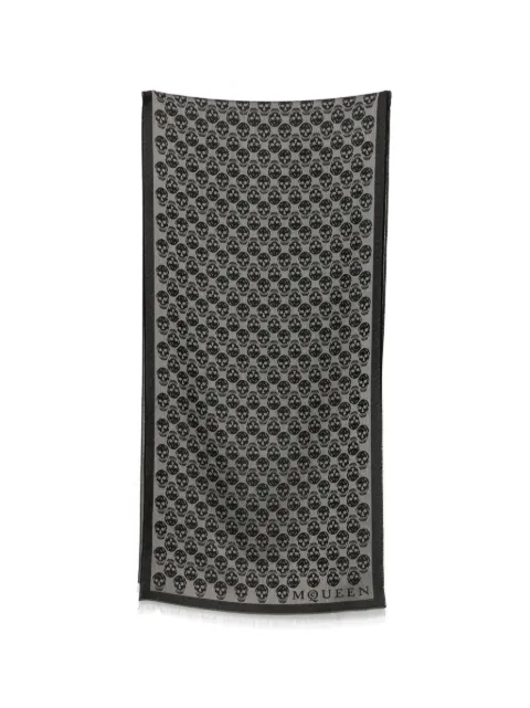 Alexander McQueen Cachecol com franjas e padronagem de caveira