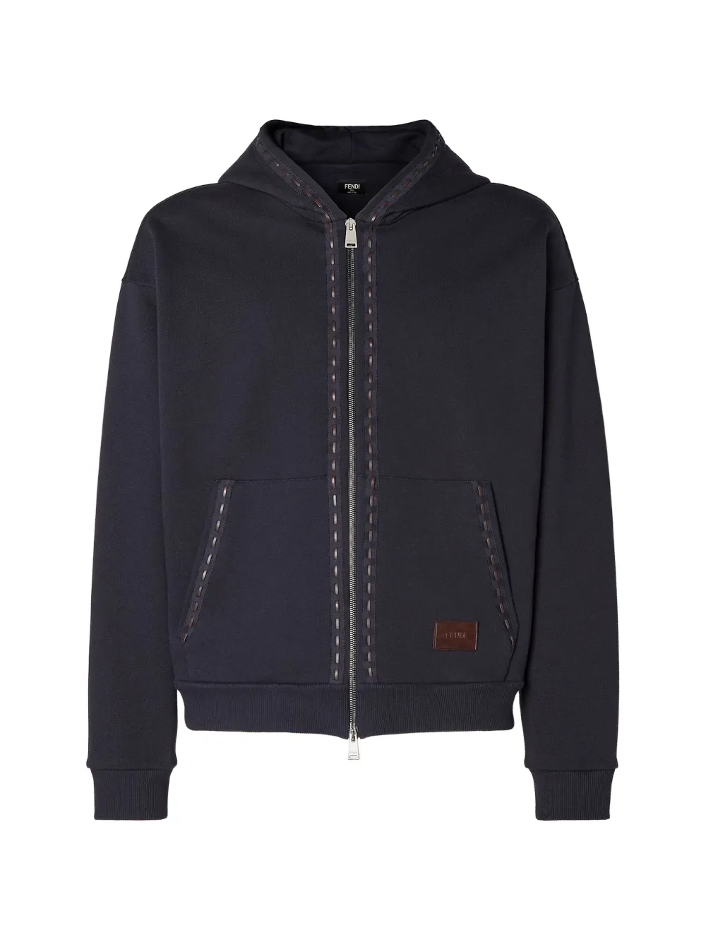 FENDI whipstitch-trim hoodie - Blu