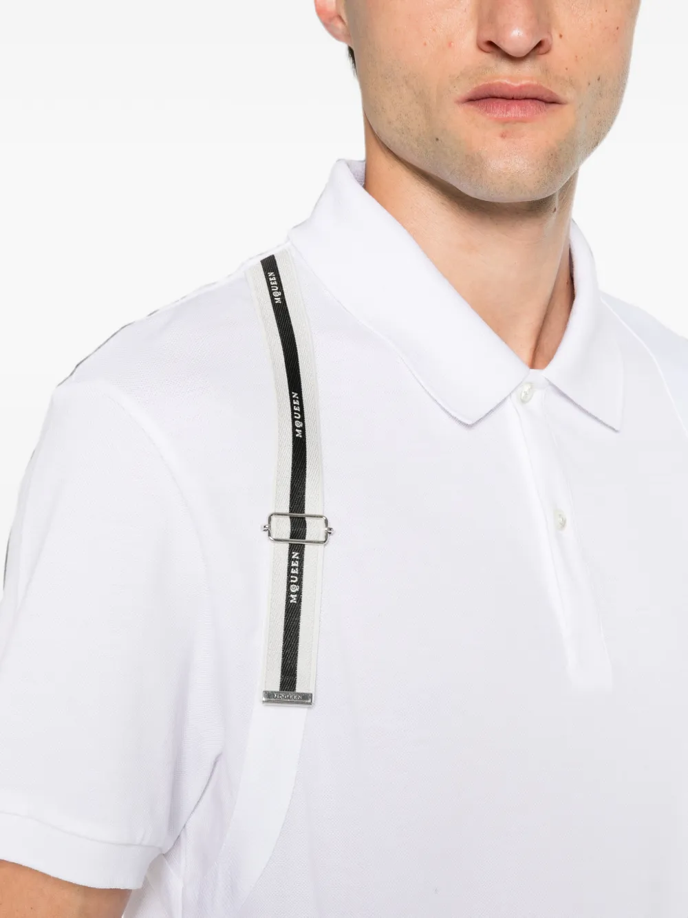 Alexander McQueen Poloshirt met harnas-detail Wit