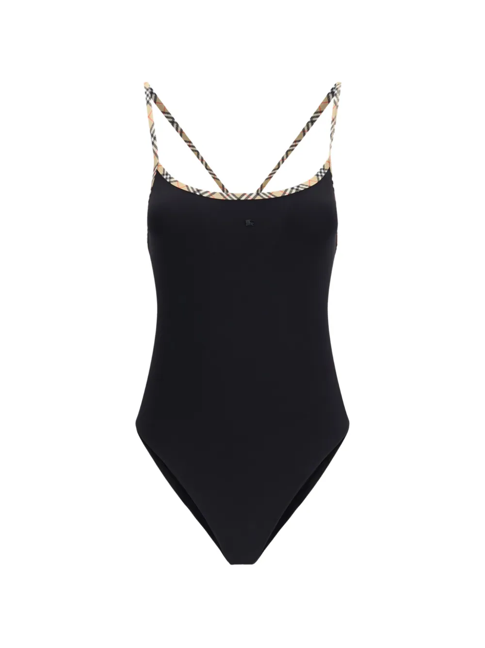Burberry Check-trim swimsuit - Schwarz