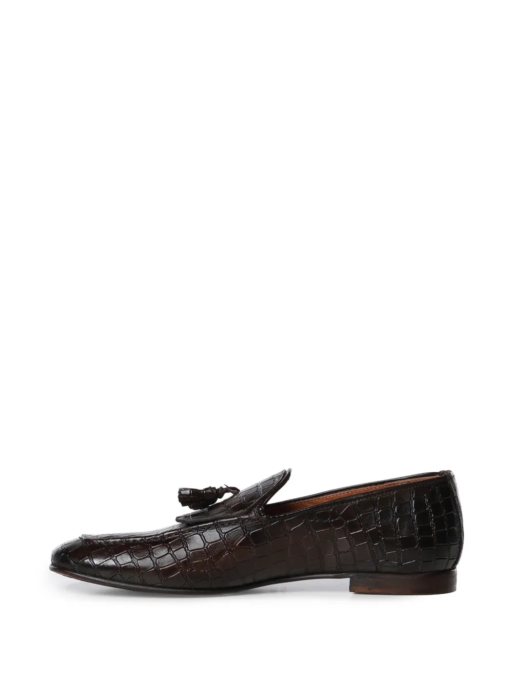 Giuliano Galiano Samuel loafers met krokodillen-reliëf en kwastje Bruin
