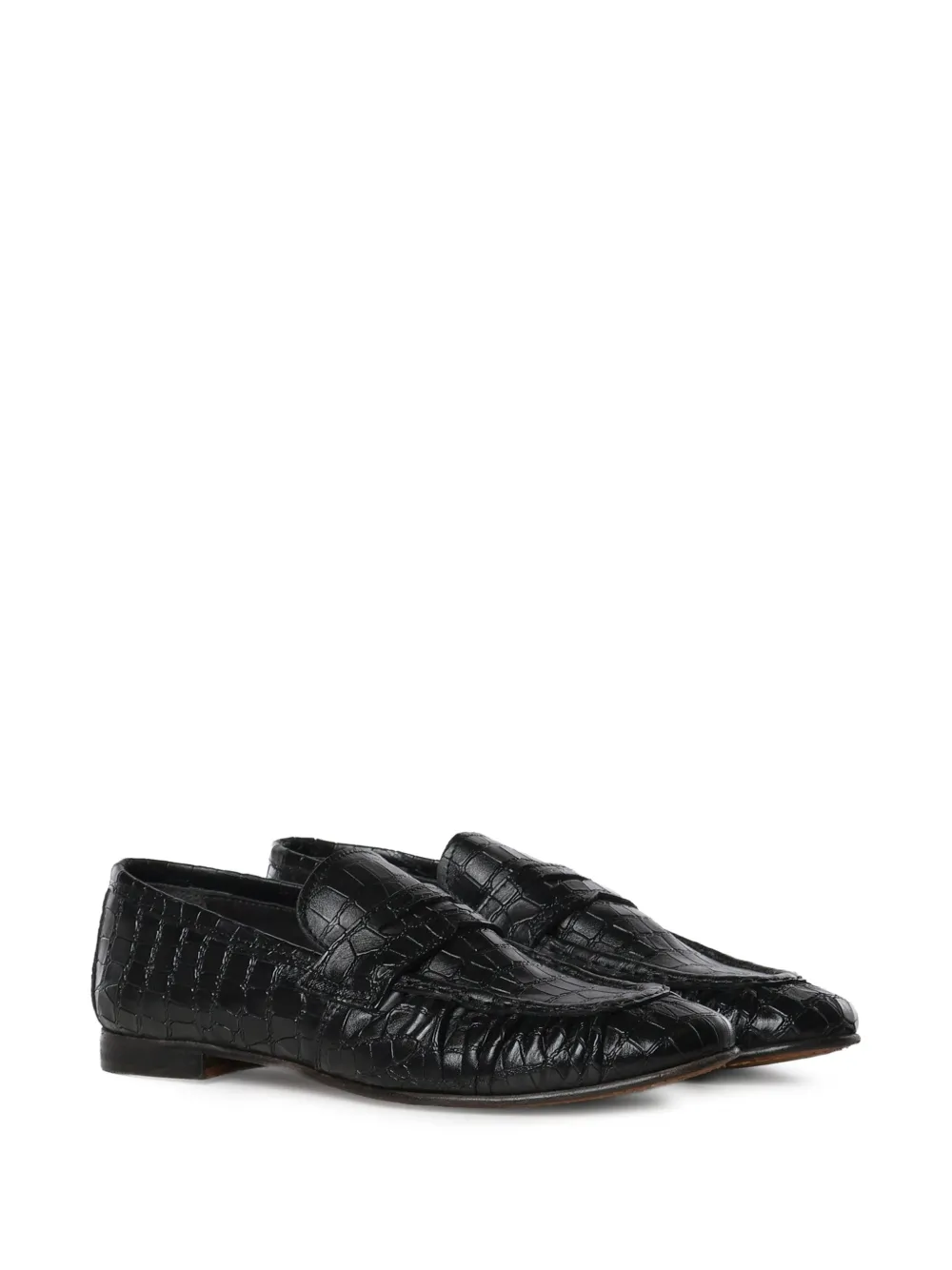 Giuliano Galiano Jacob leren loafers met krokodillen-reliëf Zwart