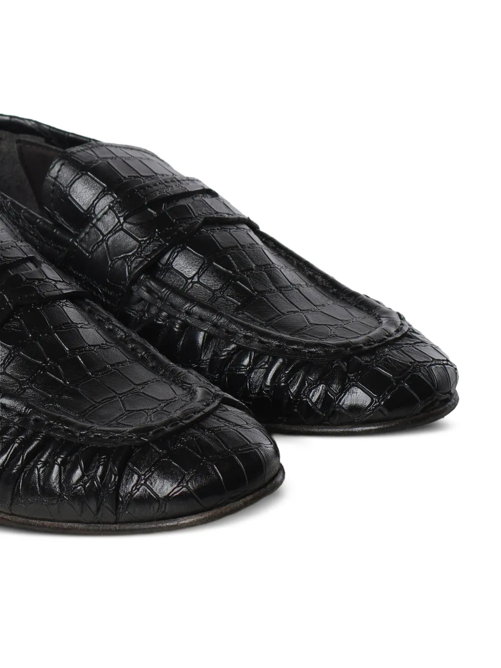 Giuliano Galiano Jacob leren loafers met krokodillen-reliëf Zwart