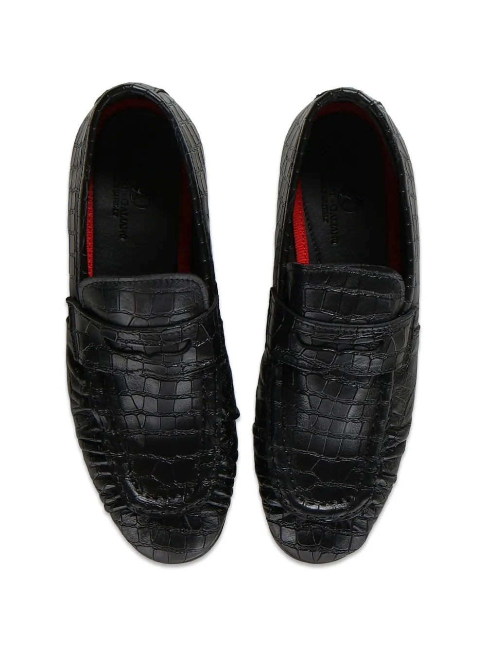 Giuliano Galiano Jacob leren loafers met krokodillen-reliëf Zwart
