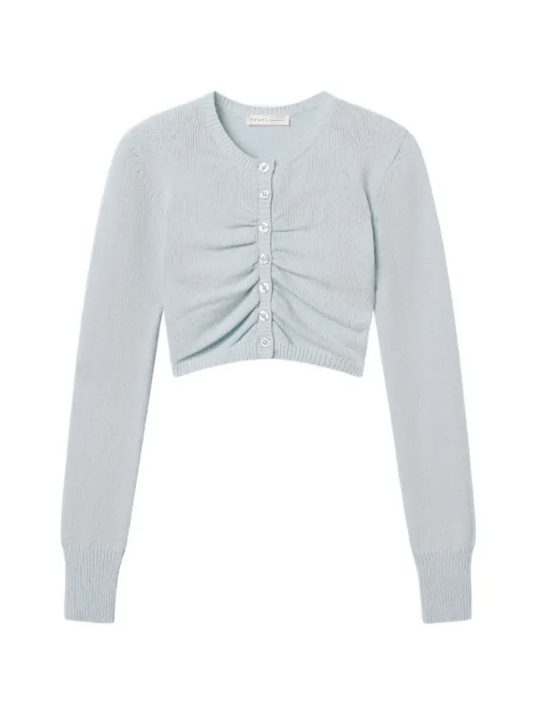 Frame The Joyride Ruched Cardigan in Blue