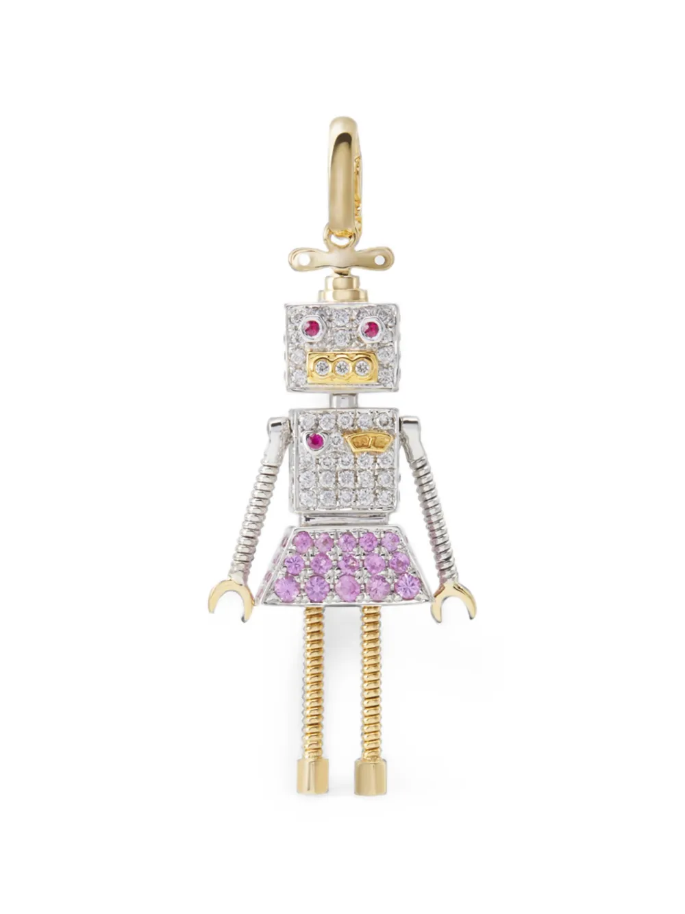Mio Harutaka diamond and pink sapphire robot charm