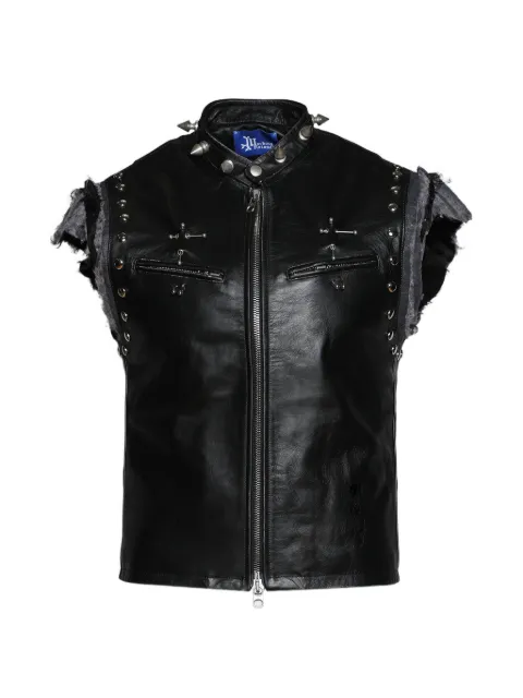 MARKING DISTANCE Gimp studded leather vest