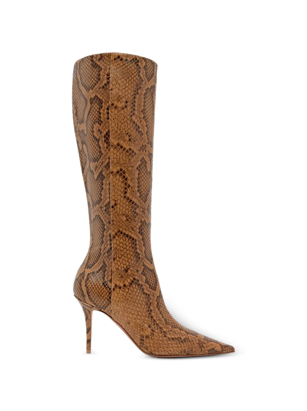 Amina Muaddi Barbara snake-effect boots - Marrone