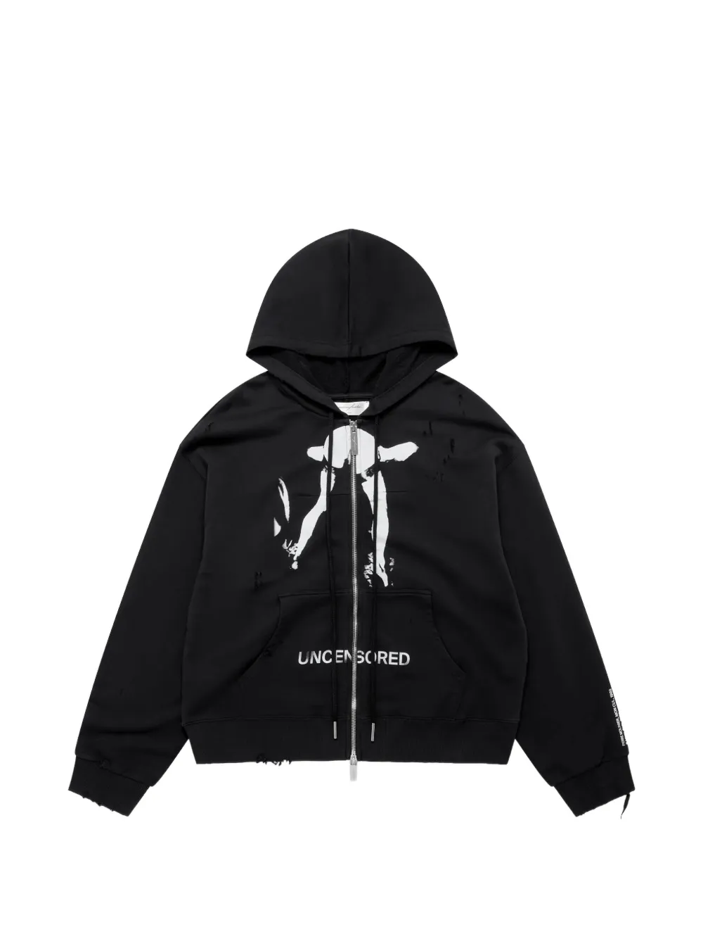 matieres fecales Cul graphic-print distressed hoodie - Black