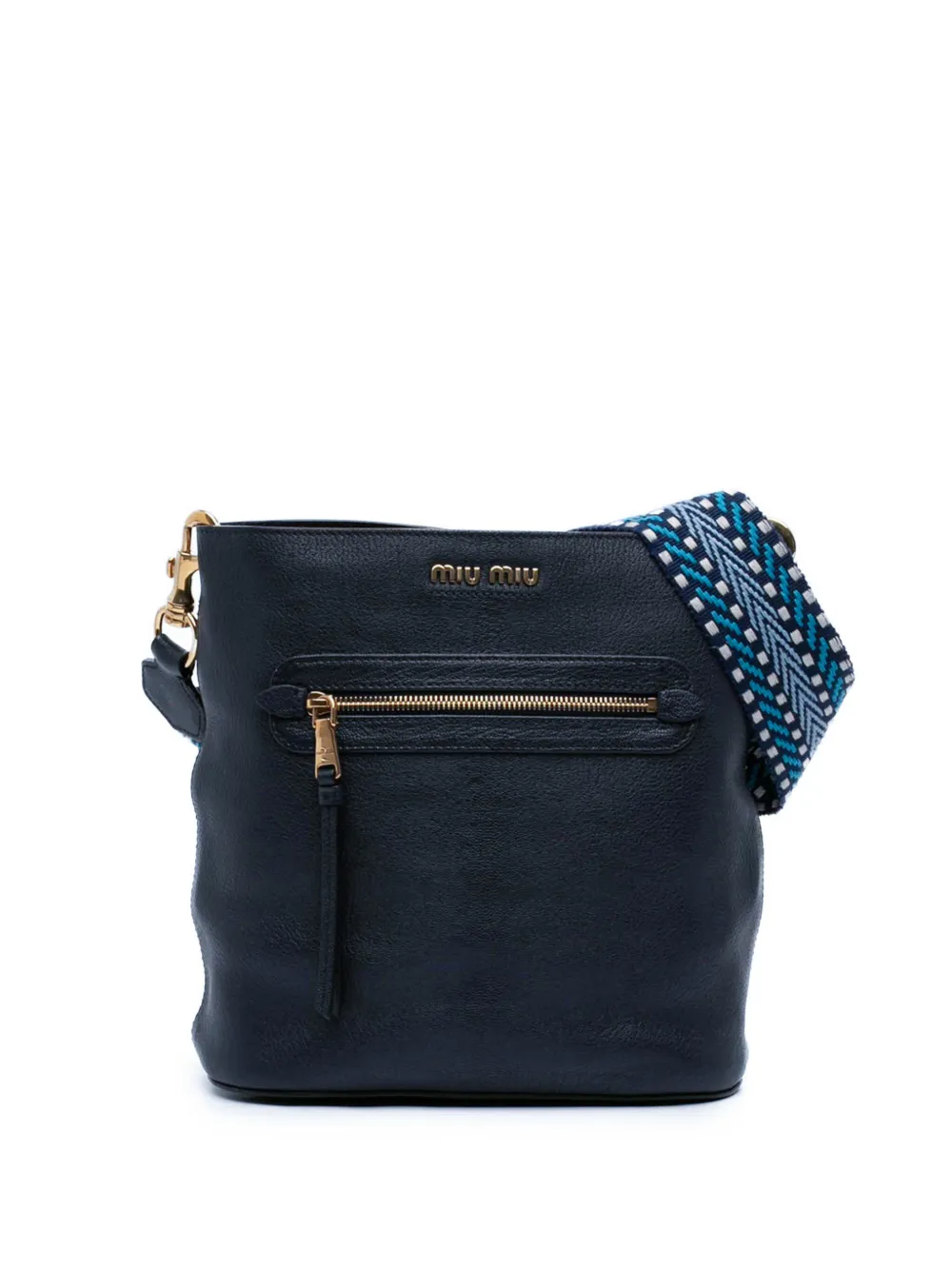 Miu Miu Pre-Owned 2010-2026 Goatskin Madras crossbody bag - Blu