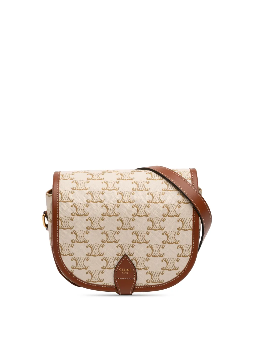 Celine Pre-Owned 2021 Medium Triomphe Coated Canvas Folco crossbody bag - Bianco