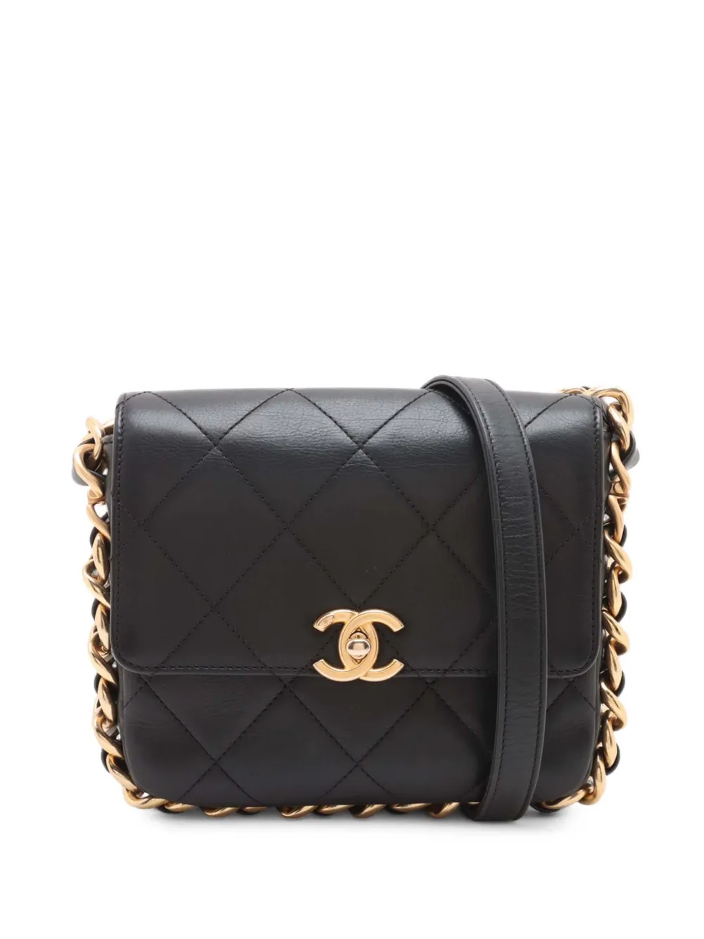 CHANEL Pre-Owned 2021-2026 Small Quilted Calfskin Framing Chain Flap crossbody bag - Nero