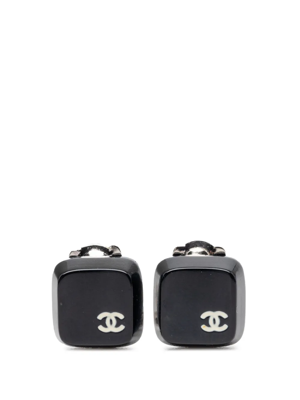 CHANEL Pre-Owned 2000 CC Resin Square Clip On Earrings costume earrings - Nero