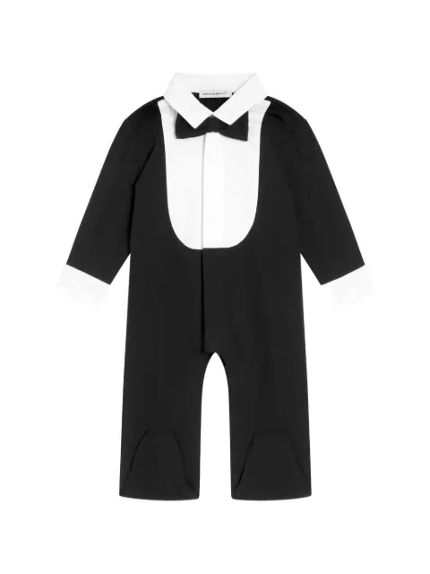 Dolce & Gabbana Kids interlock romper with embroidered bow tie