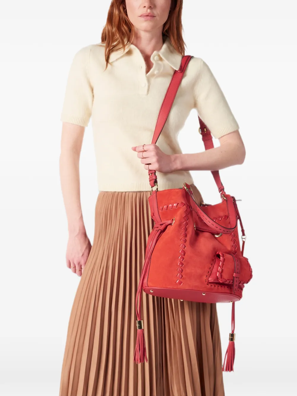 Lancel Medium Premier Flirt bucket-tas met stiksels Rood