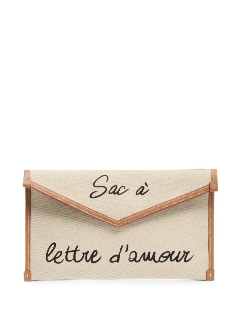 Lancel canvas leather clutch bag