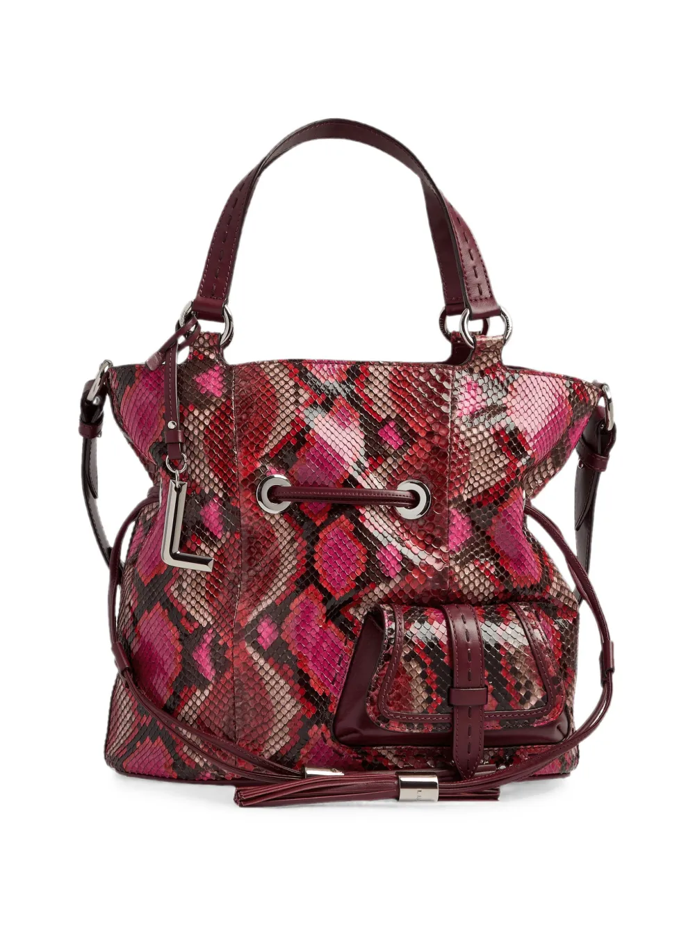 Lancel Medium Premier Flirt leren bucket-tas met slangen-effect Roze