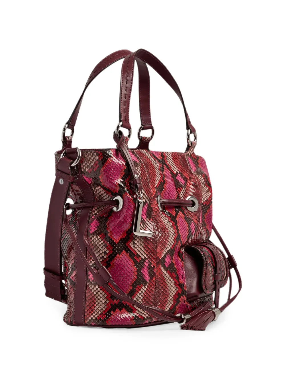 Lancel Medium Premier Flirt leren bucket-tas met slangen-effect Roze