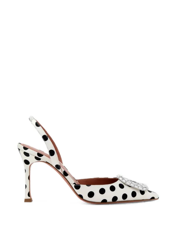 Amina Muaddi Camelia Polka-dot Crystal-embellished Pumps in White