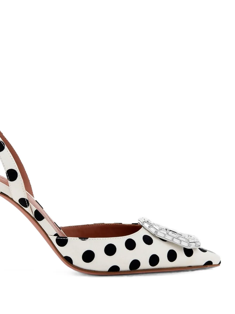 Amina Muaddi Camelia Polka-dot Crystal-embellished Pumps in White, view 2