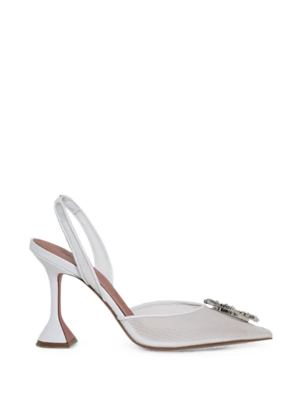 Amina Muaddi Begum Crystal-embellished Pumps in White