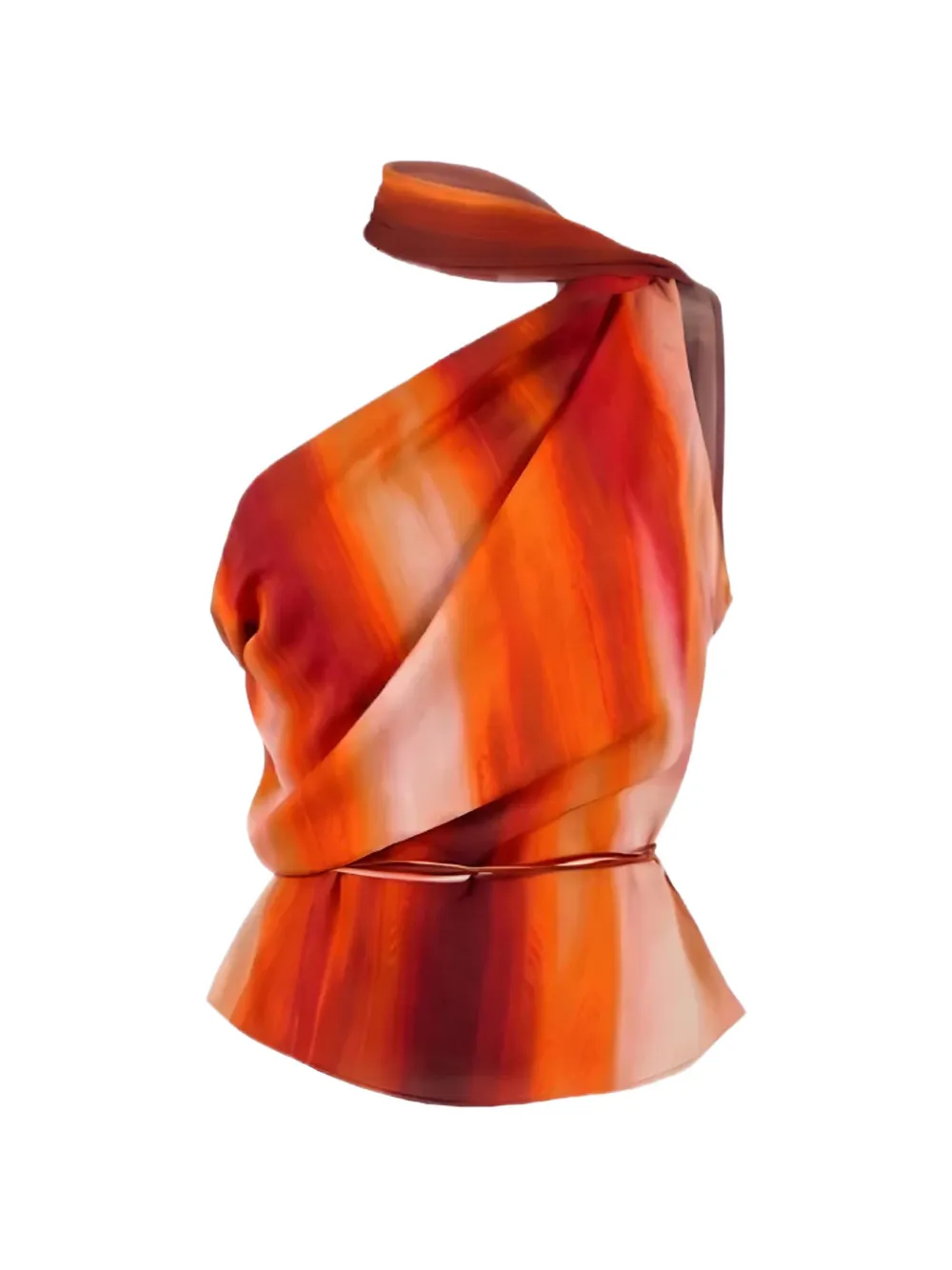 Laquan Smith Scarf-detail One-shoulder Top In Multi