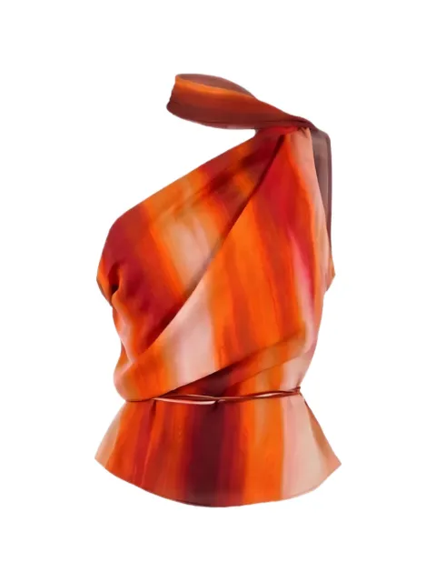LaQuan Smith scarf-detail one-shoulder top