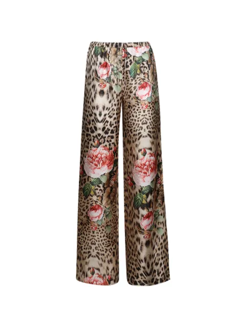 Roberto Cavalli pantalones de seda con rosas estampadas