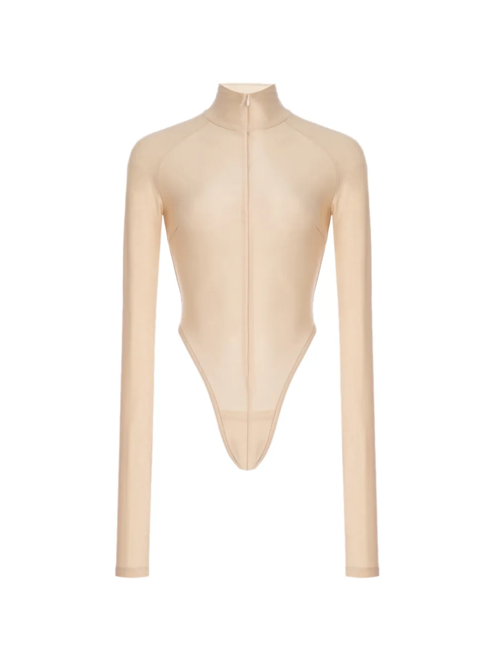 LaQuan Smith Langärmeliger Body mit Stehkragen - Nude