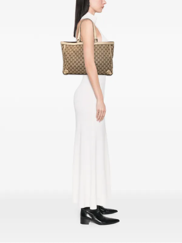 GUCCI グッチ アビー トートバッグ Dリング GGキャンバス Gucci Pre-Owned 2000-2015 GGキャンバス アビー Dリング トートバッグ