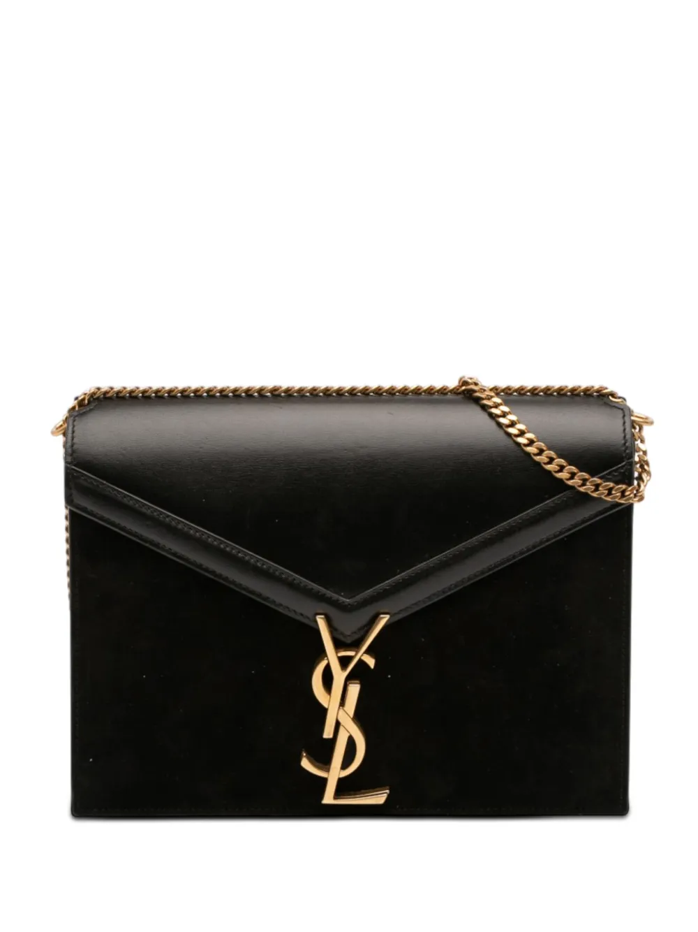 Saint Laurent Pre-Owned 2020 Suede and Calfskin Monogram Cassandra Clasp Bag crossbody bag - Black