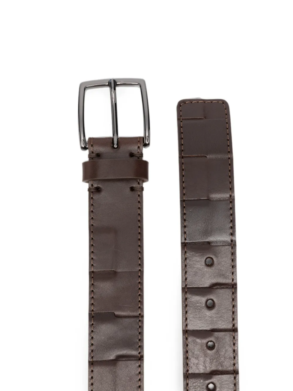 Peserico Leren riem met textuur Bruin