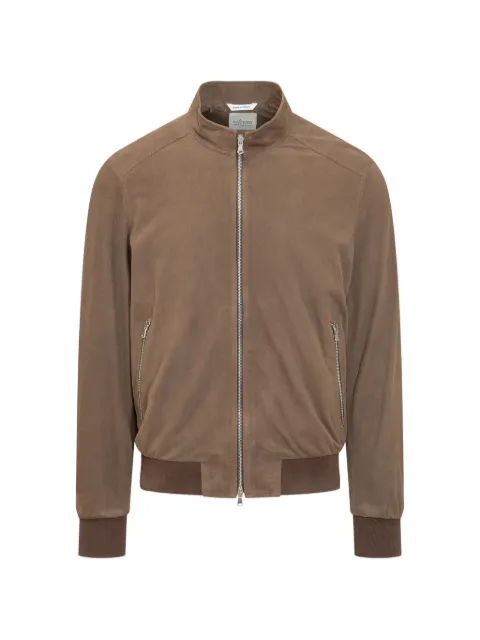 Herno zip-up suede bomber jacket
