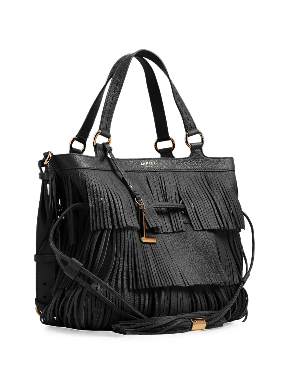 Lancel Medium Premier Flirt bucket-tas met franje Zwart