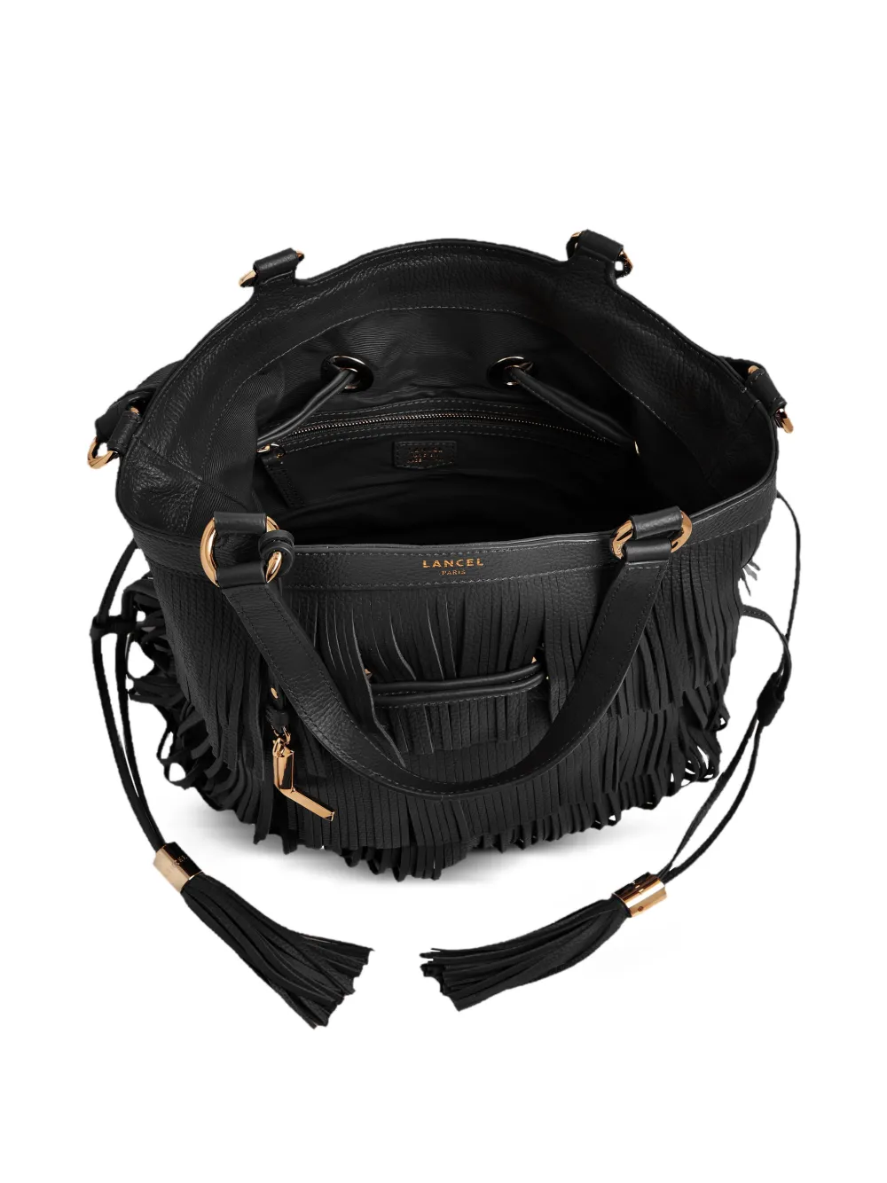 Lancel Medium Premier Flirt bucket-tas met franje Zwart