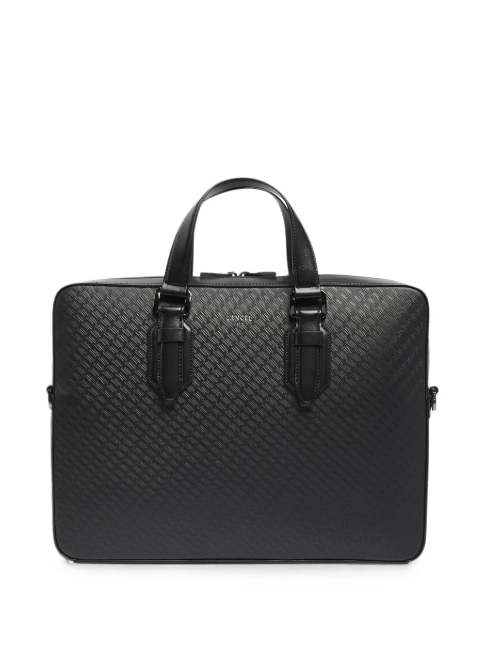  Lancel Charlie Embossed Leather Briefcase - Negro 