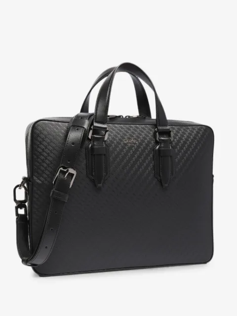 Lancel Charlie embossed leather briefcase