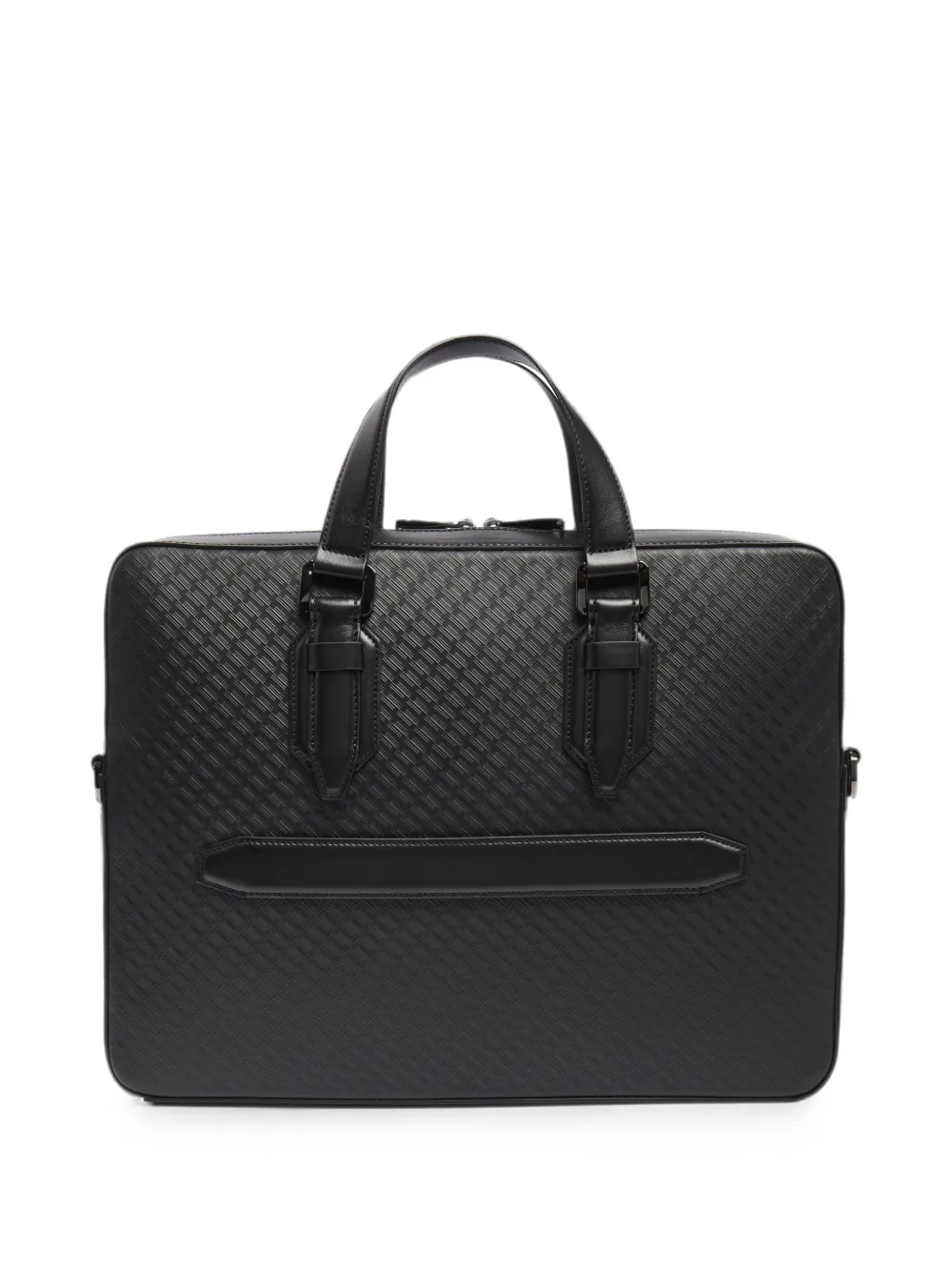  Lancel Charlie Embossed Leather Briefcase - Negro 