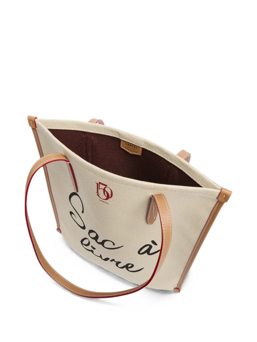 Lancel Canvas shopper met leren afwerking Beige