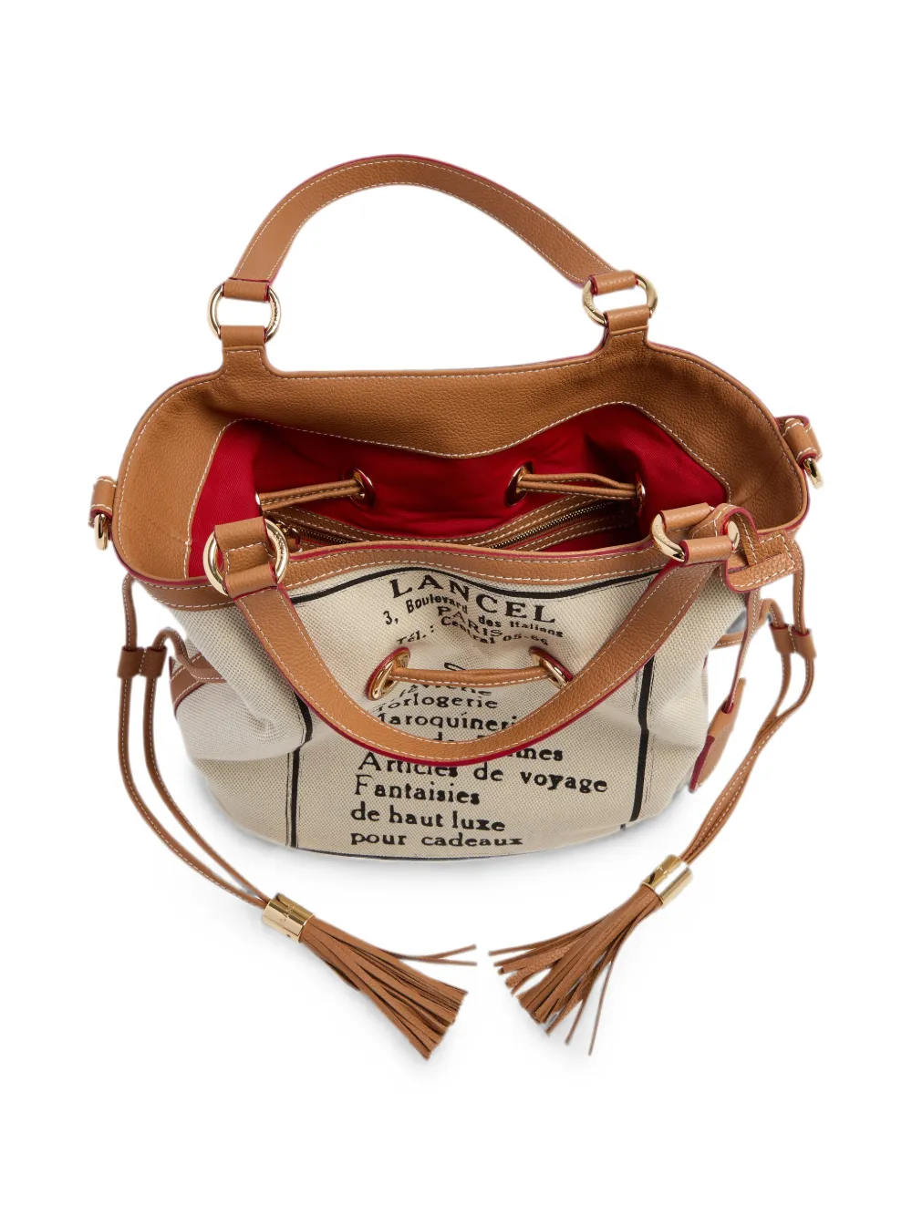 Lancel Medium Premier Flirt bucket-tas met leren afwerking Beige