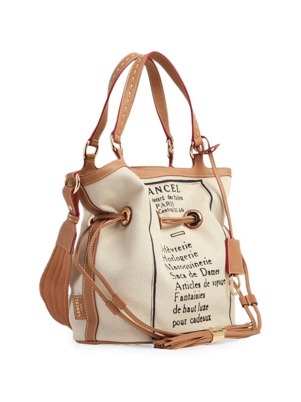 Lancel Medium Premier Flirt bucket-tas met leren afwerking Beige