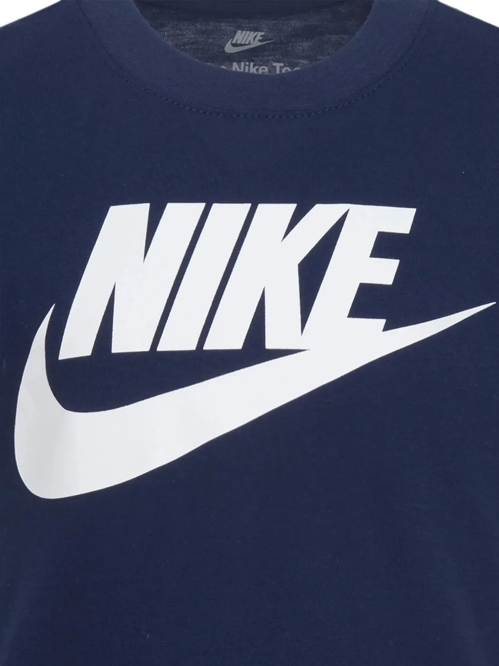 Nike Kids Futura Evergreen T-shirt met logoprint Blauw