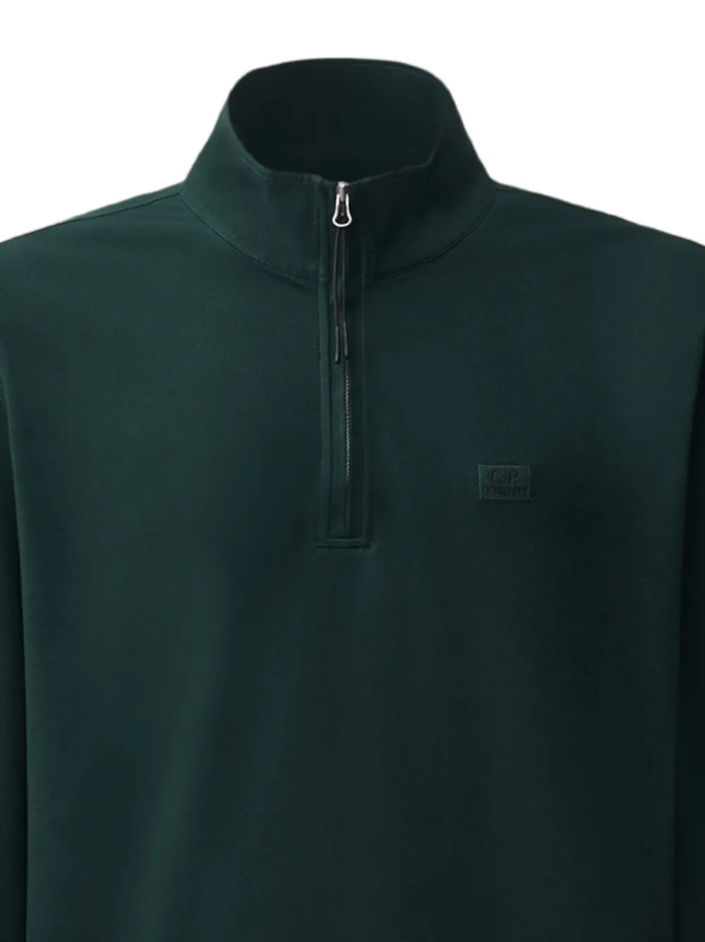 C.P. Company Sweater met logopatch en kwartrits Groen
