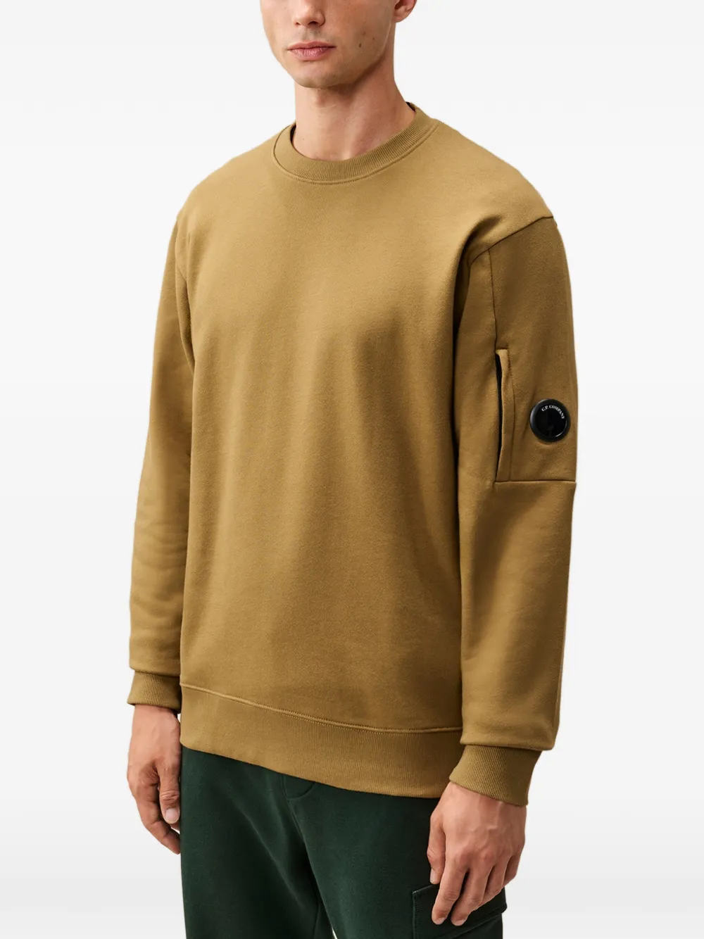 C.P. Company Lens fleece sweater met ronde hals en reliëf Beige