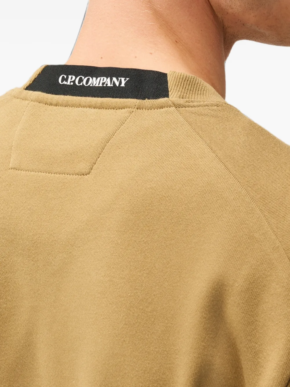 C.P. Company Lens fleece sweater met ronde hals en reliëf Beige