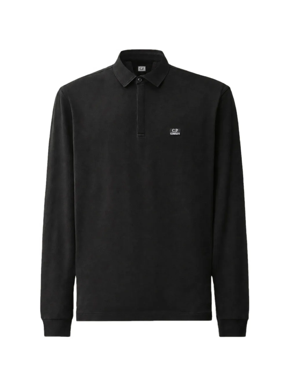 C.P. Company stretch-piquet long-sleeve one-button polo - Nero
