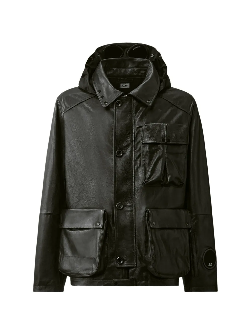 C.P. Company Goggle-detail leather jacket | Black | Image 1