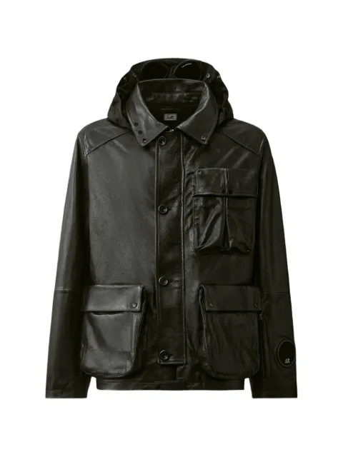 C.P. Company Goggle-detail leather jacket