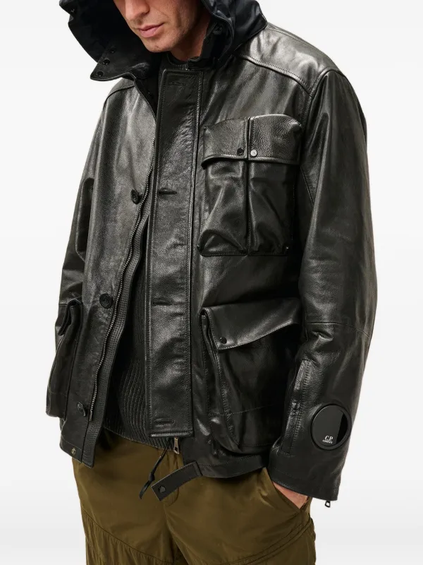 C.P. Company Goggle-detail Leather Jacket | Black | FARFETCH